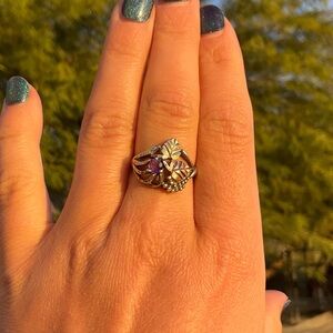 Vintage Amethyst and Leaf Ring
